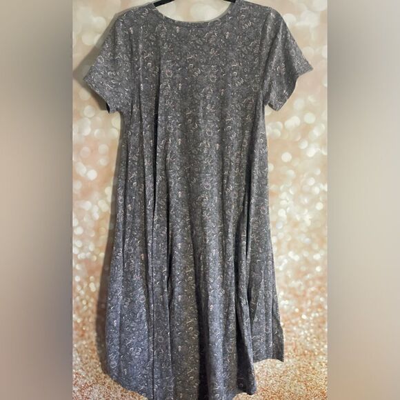 LULA ROE gray floral patterned short sleeve t shirt maxi dress - Picture 5 of 5